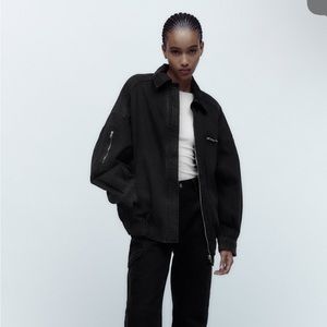 Zara , Black oversized denim bomber. S-M size . New.